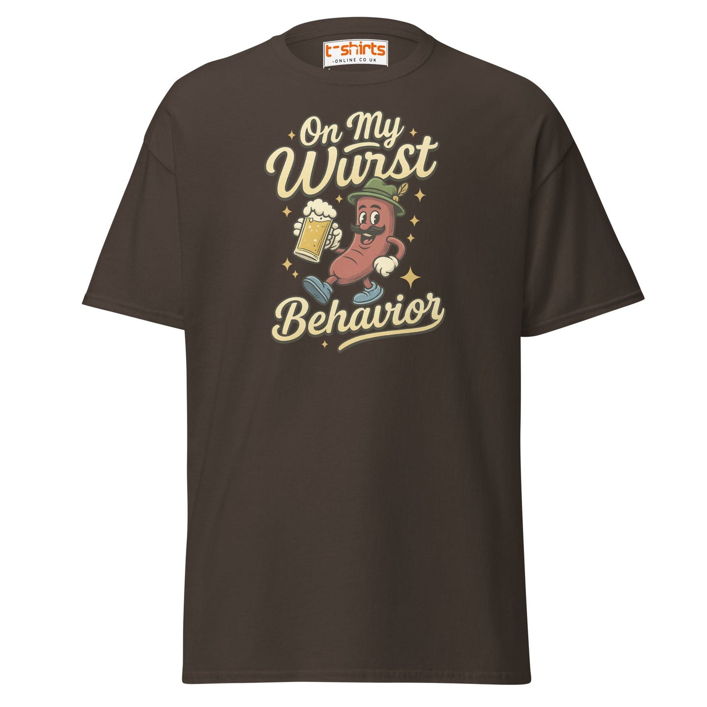 On My Wurst Behavior Tee – Funny Oktoberfest Shirt - Dark Chocolate - T-Shirts Online
