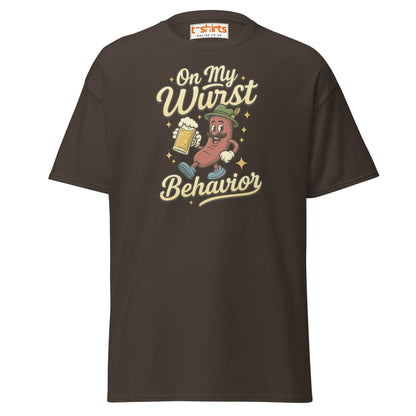 On My Wurst Behavior Tee – Funny Oktoberfest Shirt - Dark Chocolate - T-Shirts Online