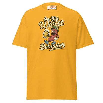 On My Wurst Behavior Tee – Funny Oktoberfest Shirt - Gold - T-Shirts Online