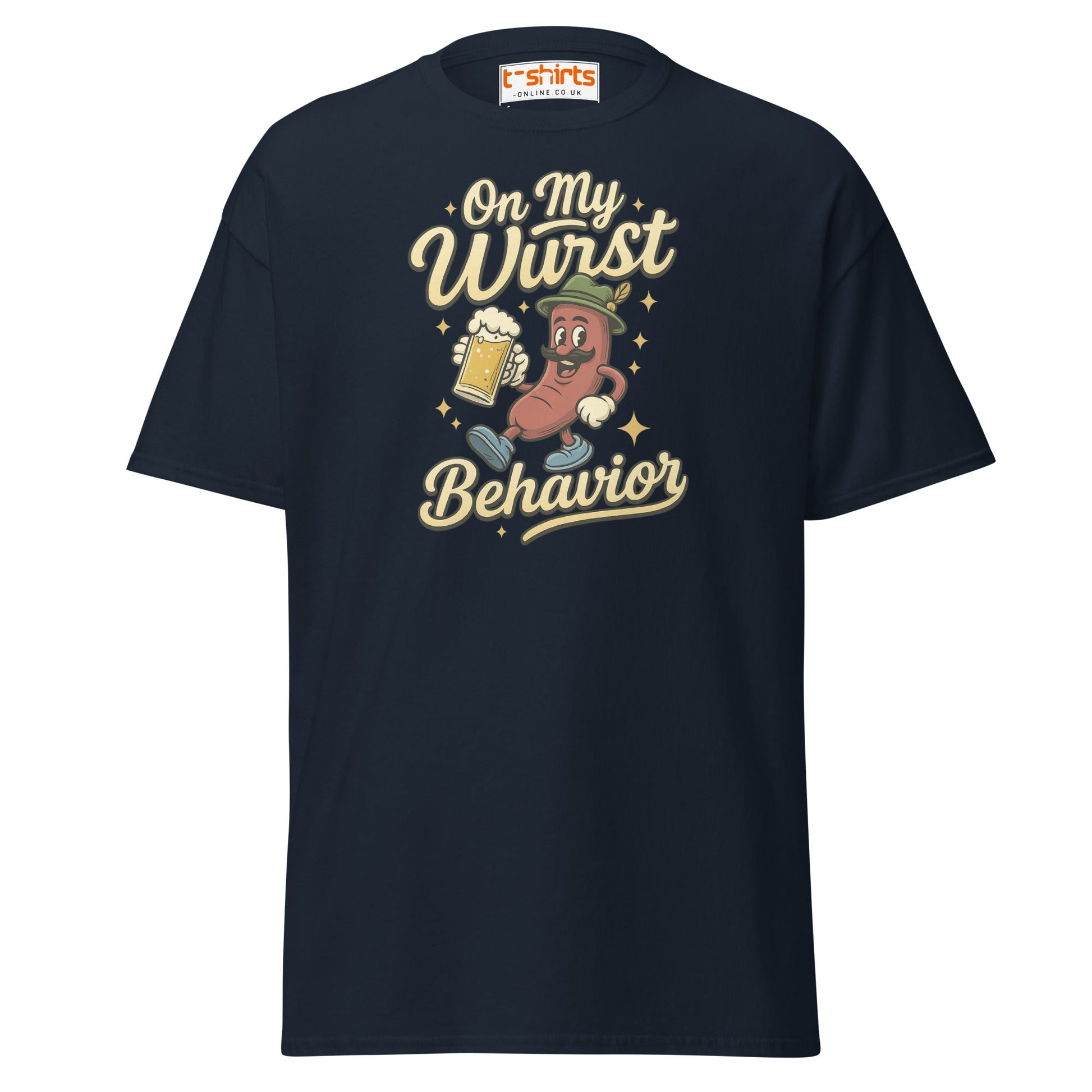 On My Wurst Behavior Tee – Funny Oktoberfest Shirt - Navy - T-Shirts Online