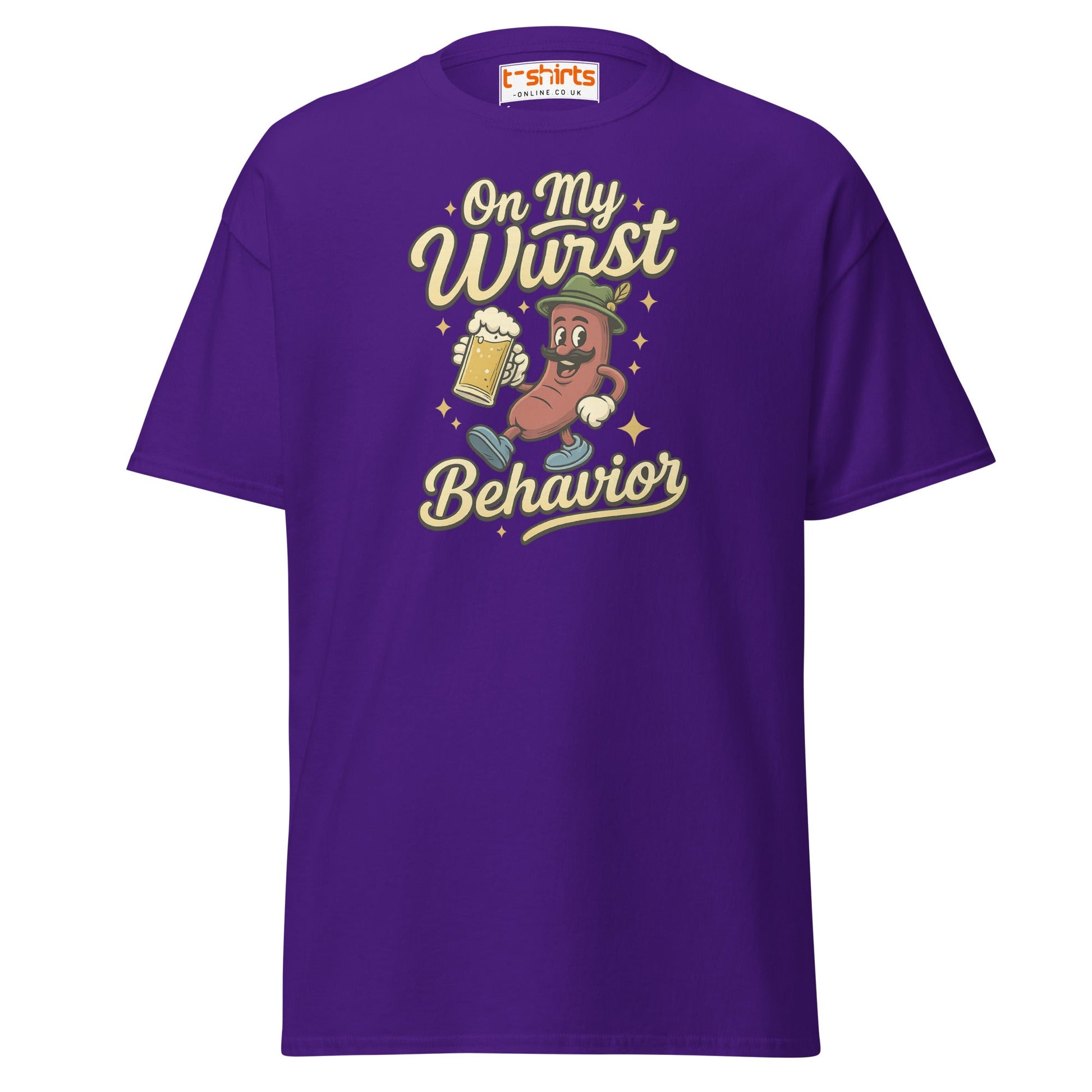 On My Wurst Behavior Tee – Funny Oktoberfest Shirt - Purple - T-Shirts Online