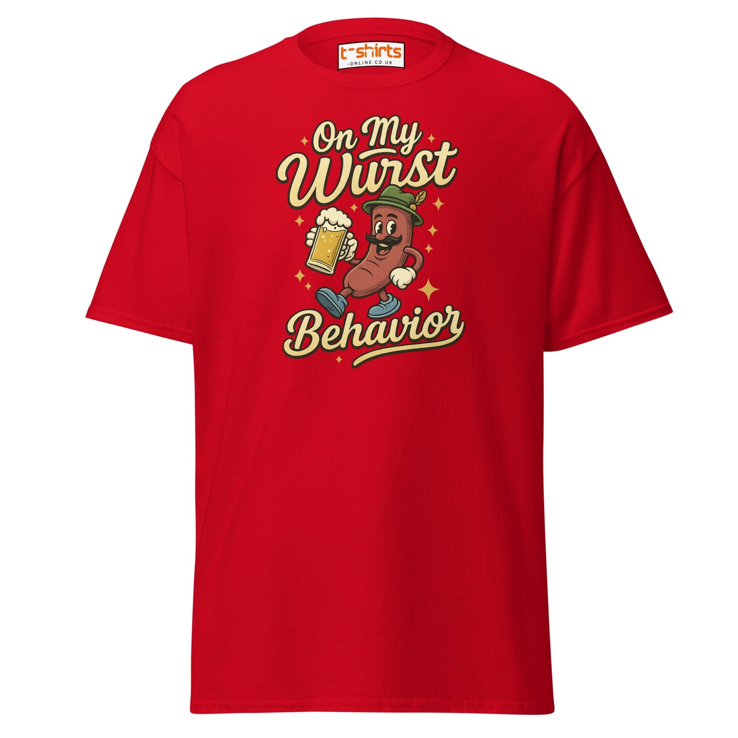 On My Wurst Behavior Tee – Funny Oktoberfest Shirt - Red - T-Shirts Online