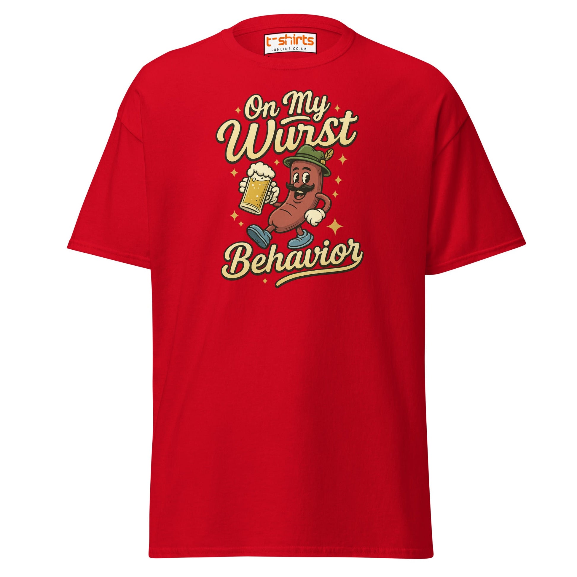On My Wurst Behavior Tee – Funny Oktoberfest Shirt - Red - T-Shirts Online