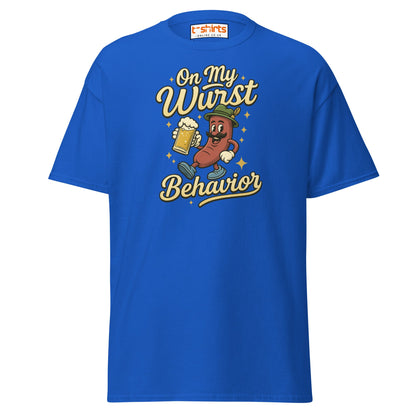 On My Wurst Behavior Tee – Funny Oktoberfest Shirt - Royal - T-Shirts Online