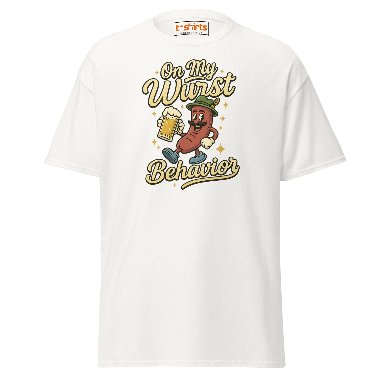 On My Wurst Behavior Tee – Funny Oktoberfest Shirt - White - T-Shirts Online