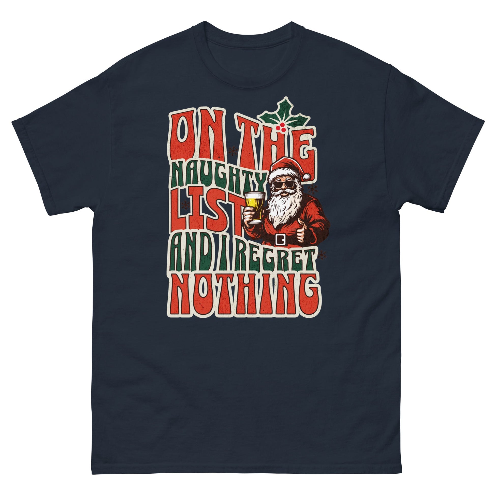On The Naughty List | Christmas T-Shirt - Navy - T-Shirts Online