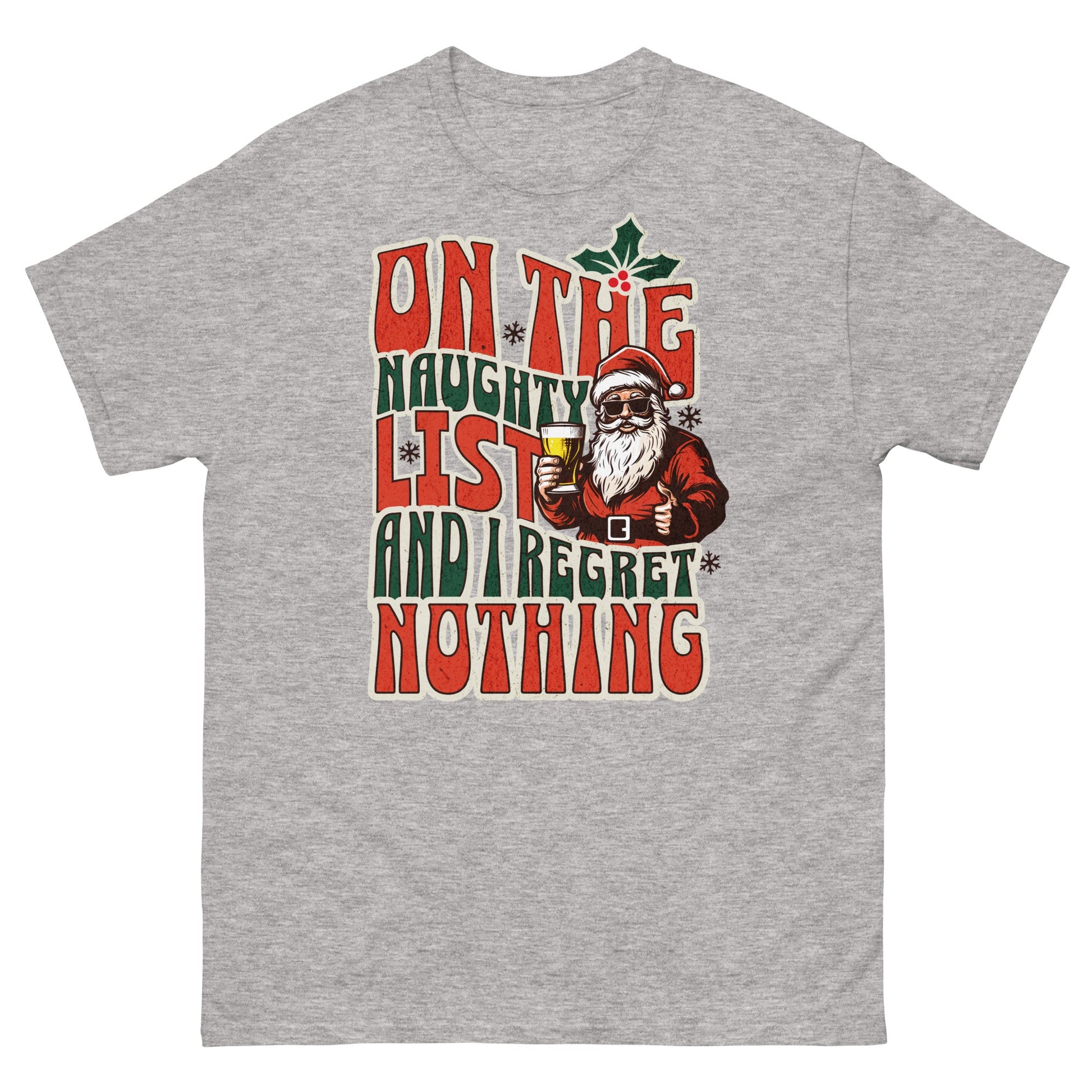 On The Naughty List | Christmas T-Shirt - Sport Grey - T-Shirts Online