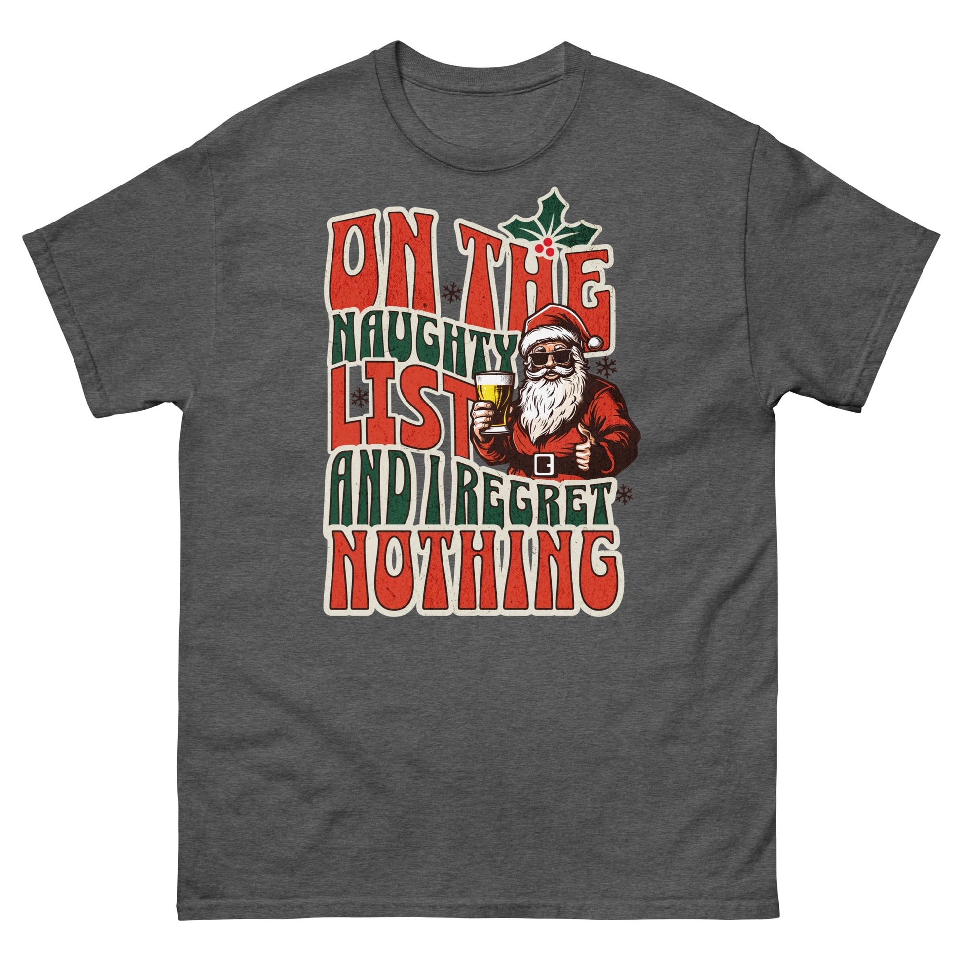 On The Naughty List | Christmas T-Shirt - Dark Heather - T-Shirts Online