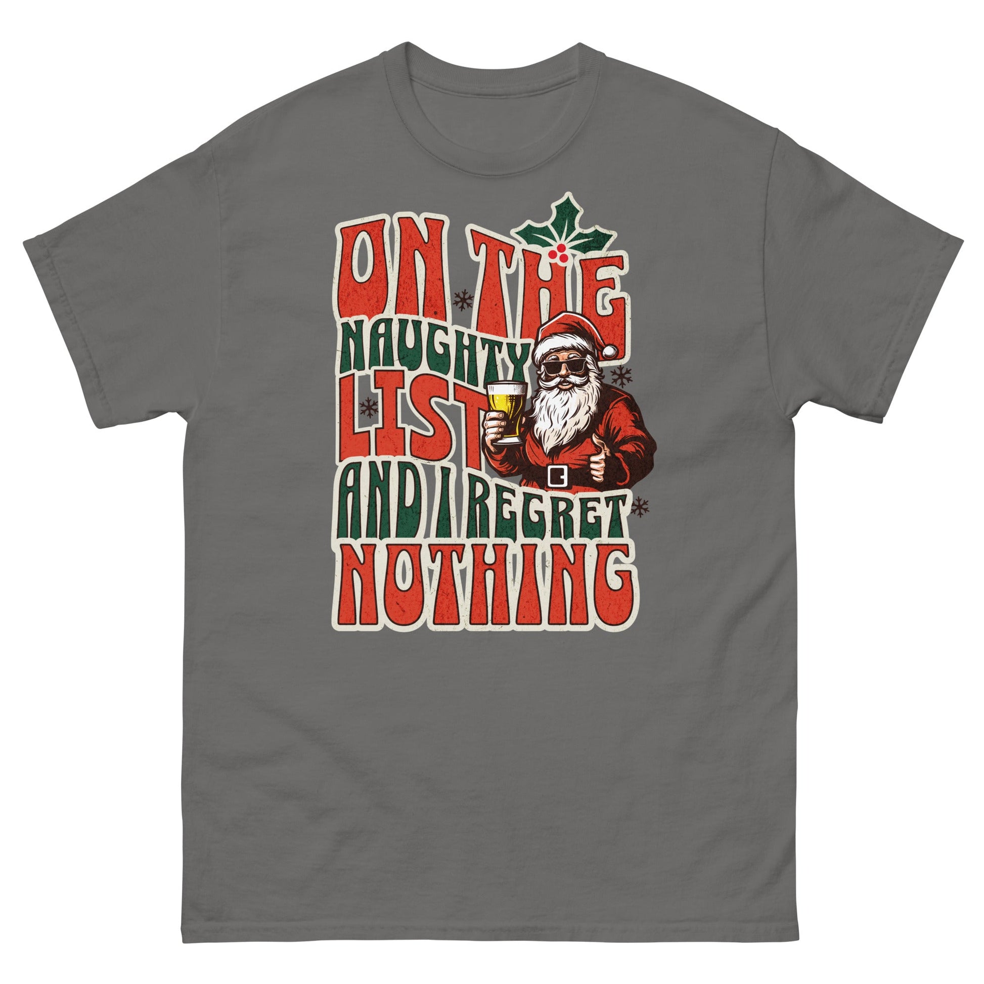 On The Naughty List | Christmas T-Shirt - Charcoal - T-Shirts Online