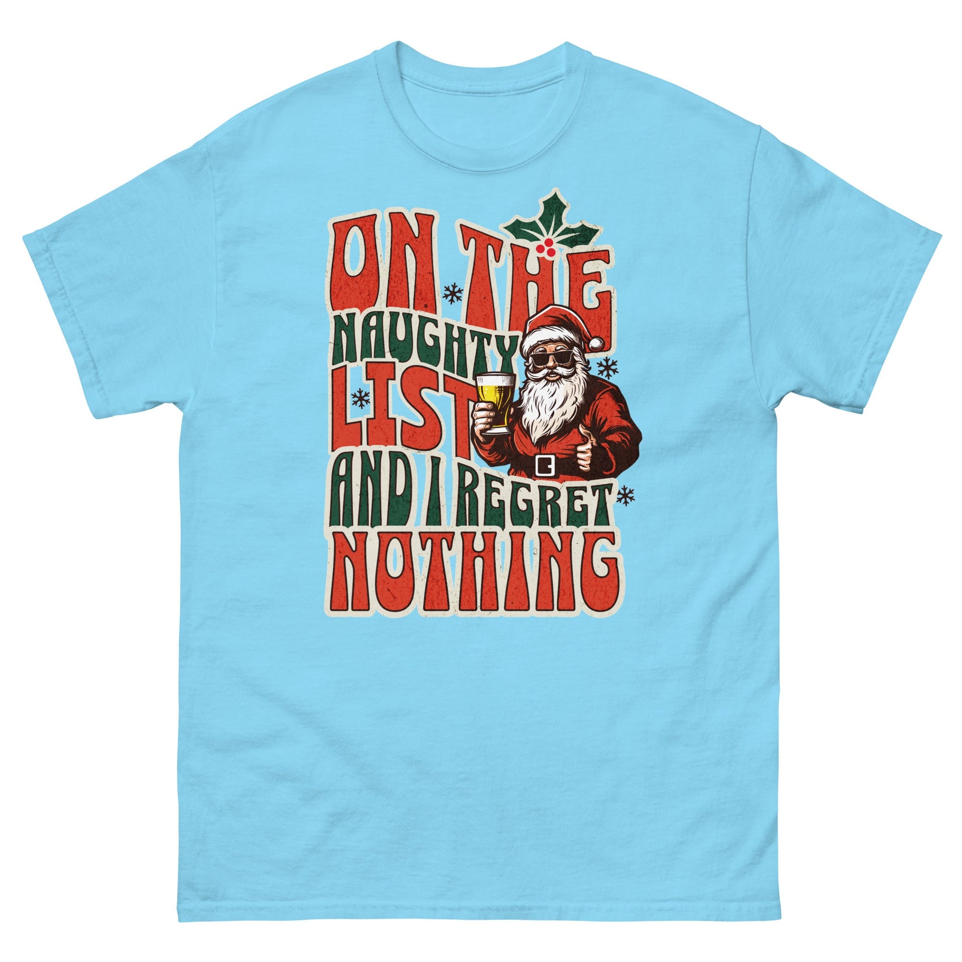 On The Naughty List | Christmas T-Shirt - Sky - T-Shirts Online