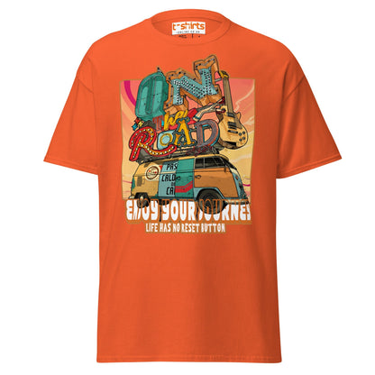 On The Road Again T-Shirt | Retro Travel Adventure Tee - Orange - T-Shirts Online