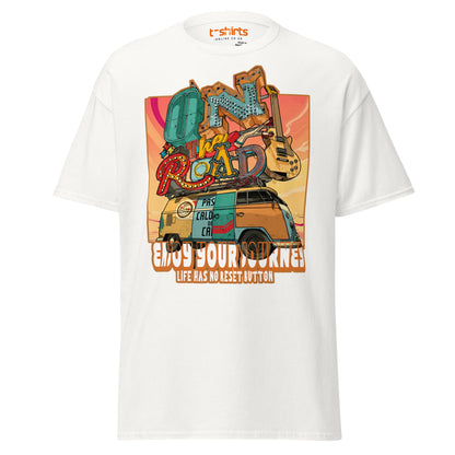 On The Road Again T-Shirt | Retro Travel Adventure Tee - White - T-Shirts Online