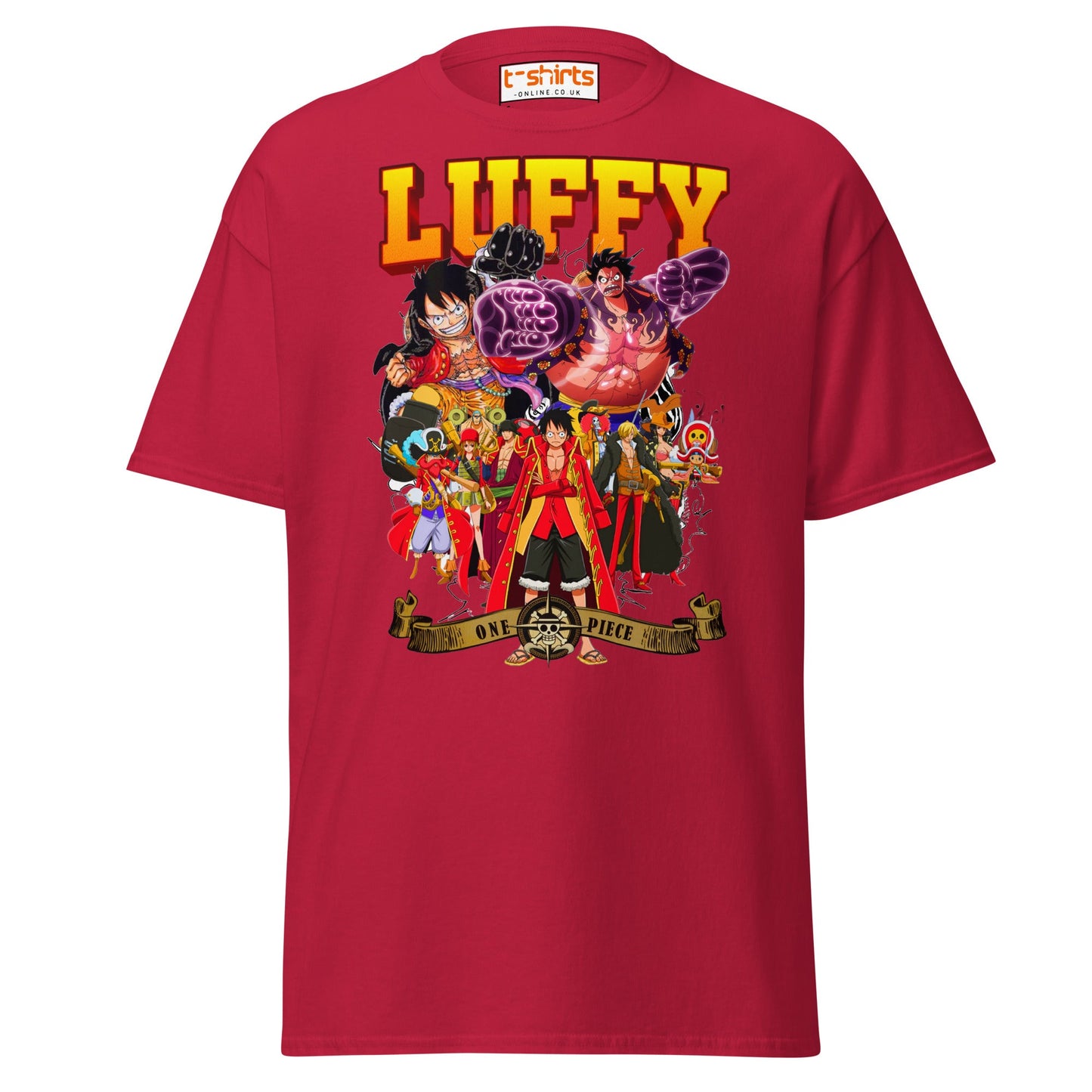 One Piece Luffy T-Shirt | Straw Hat Pirates Anime Tee - Cardinal - T-Shirts Online