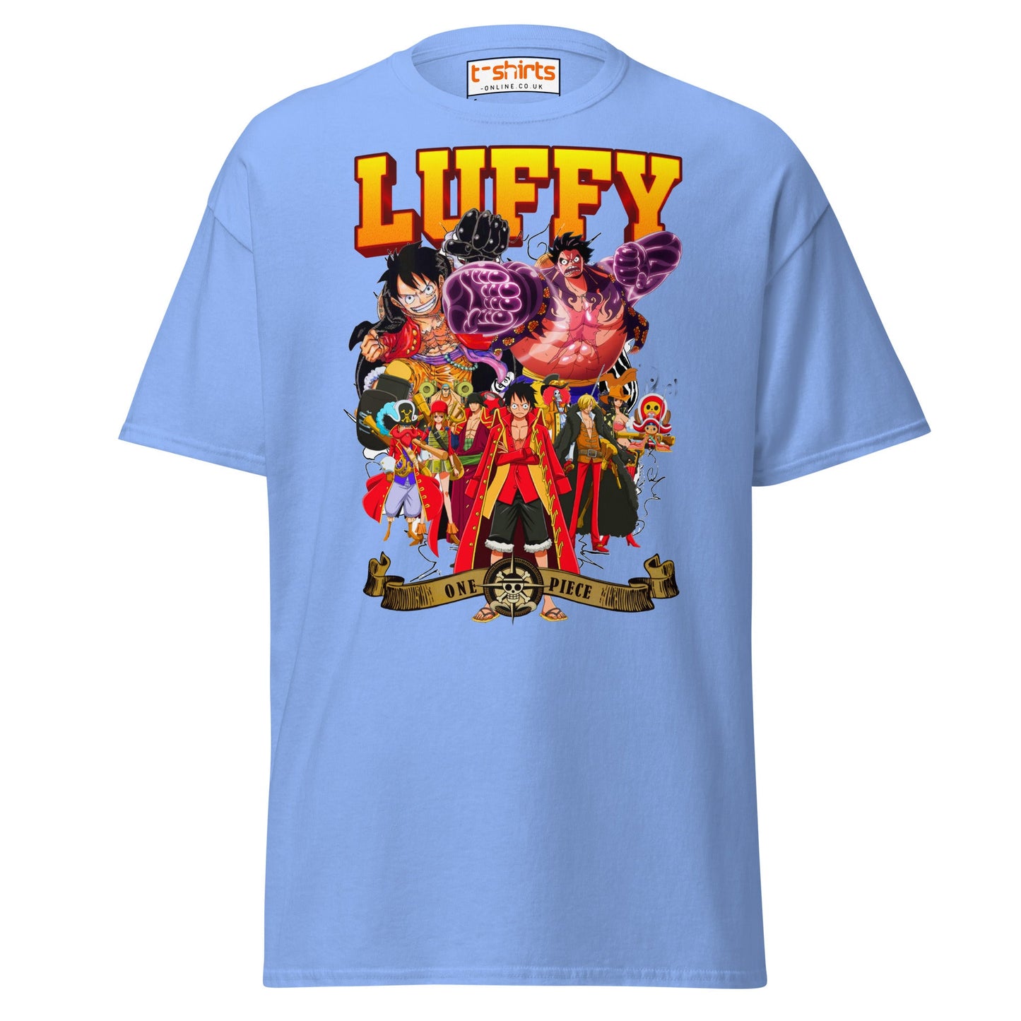 One Piece Luffy T-Shirt | Straw Hat Pirates Anime Tee - Carolina Blue - T-Shirts Online