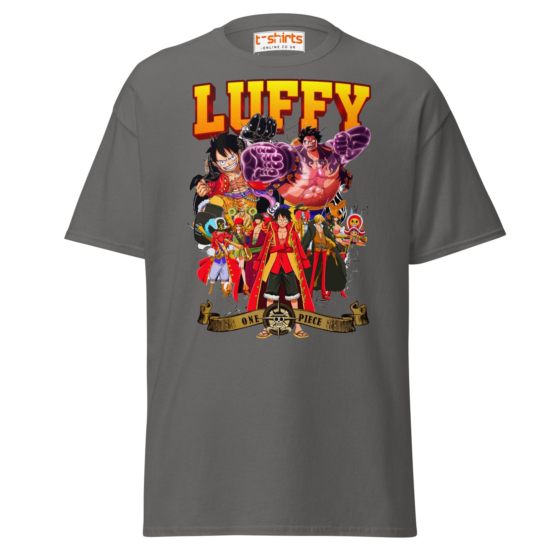 One Piece Luffy T-Shirt | Straw Hat Pirates Anime Tee - Charcoal - T-Shirts Online