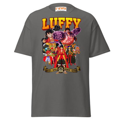 One Piece Luffy T-Shirt | Straw Hat Pirates Anime Tee - Charcoal - T-Shirts Online
