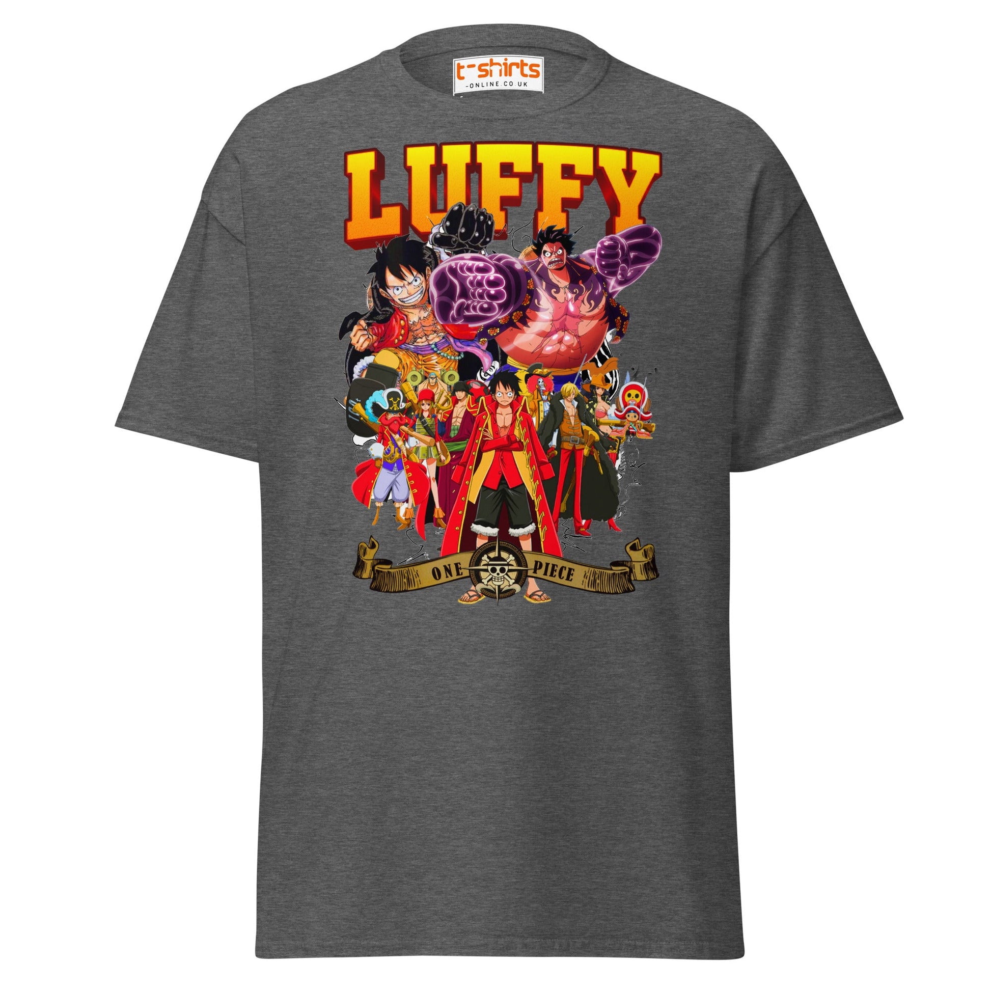 One Piece Luffy T-Shirt | Straw Hat Pirates Anime Tee - Dark Heather - T-Shirts Online