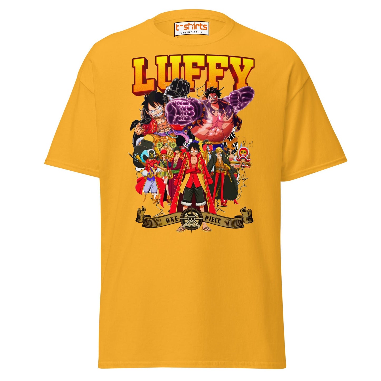One Piece Luffy T-Shirt | Straw Hat Pirates Anime Tee - Gold - T-Shirts Online