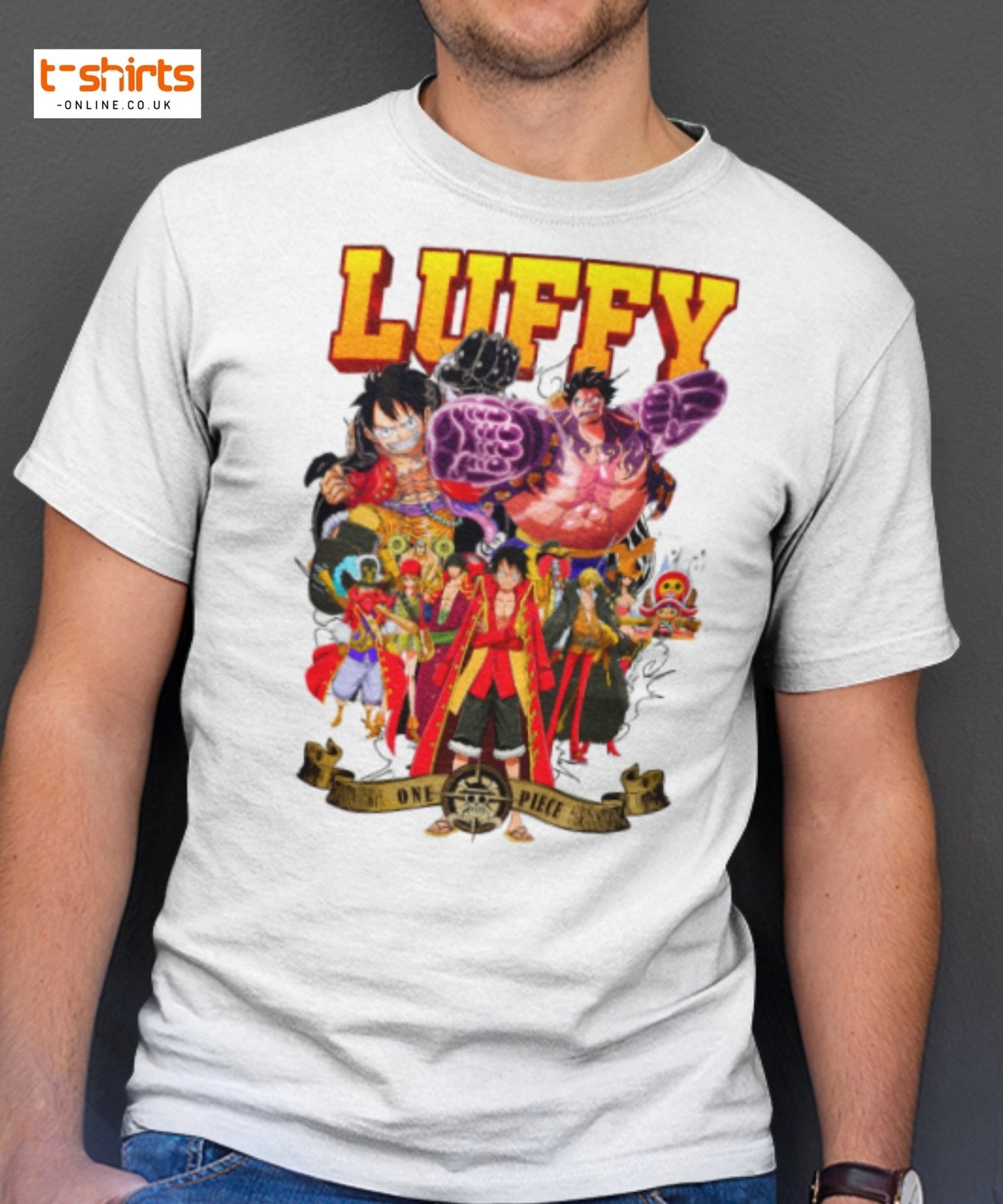 One Piece Luffy T-Shirt | Straw Hat Pirates Anime Tee - Maroon - T-Shirts Online
