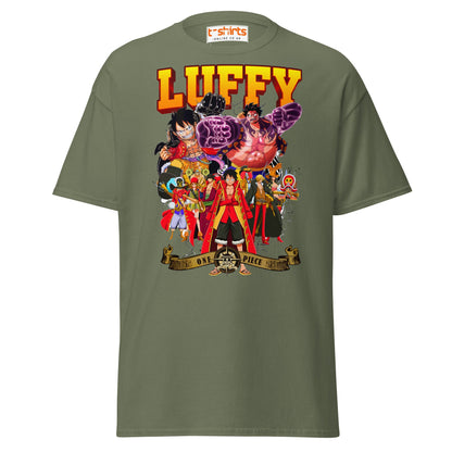 One Piece Luffy T-Shirt | Straw Hat Pirates Anime Tee - Military Green - T-Shirts Online