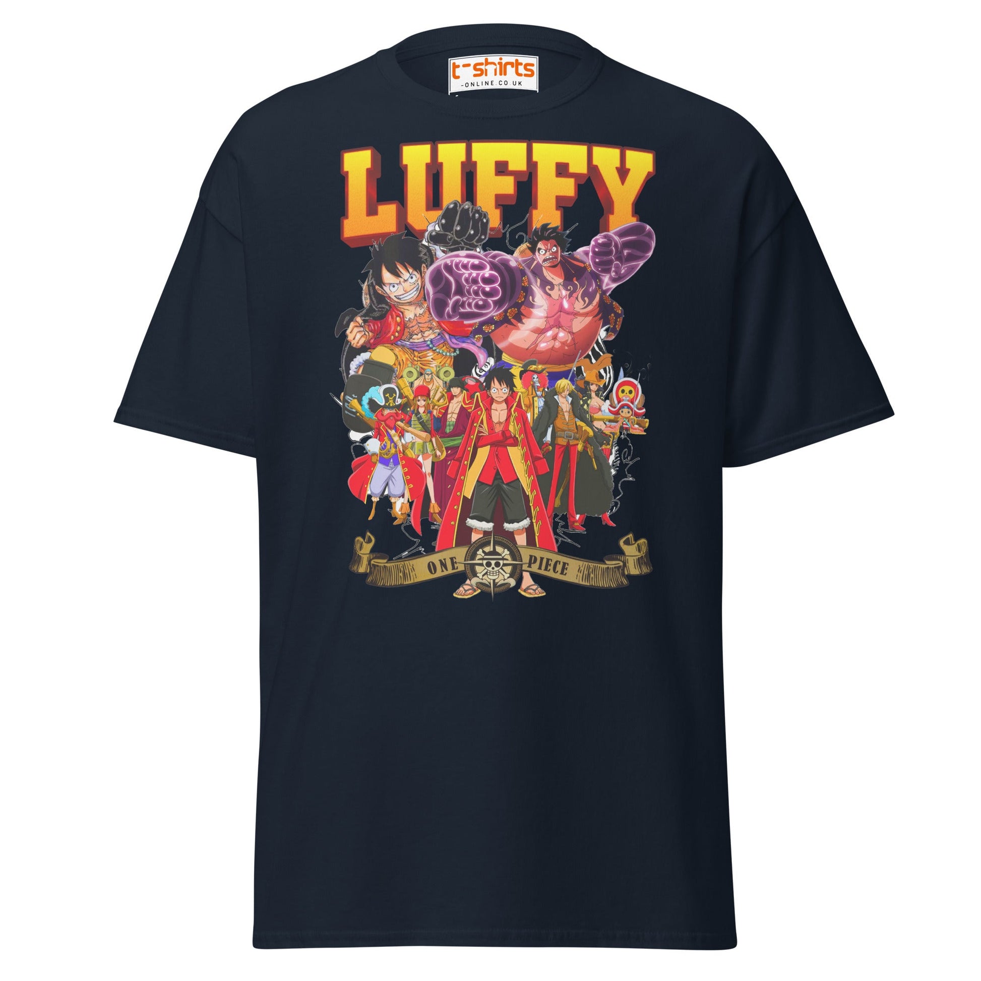 One Piece Luffy T-Shirt | Straw Hat Pirates Anime Tee - Navy - T-Shirts Online