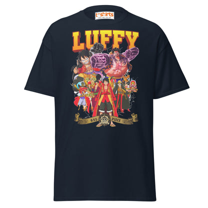 One Piece Luffy T-Shirt | Straw Hat Pirates Anime Tee - Navy - T-Shirts Online