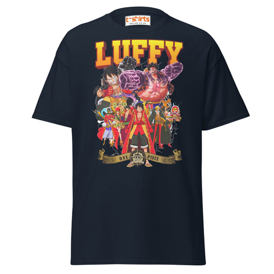 One Piece Luffy T-Shirt | Straw Hat Pirates Anime Tee - Navy - T-Shirts Online