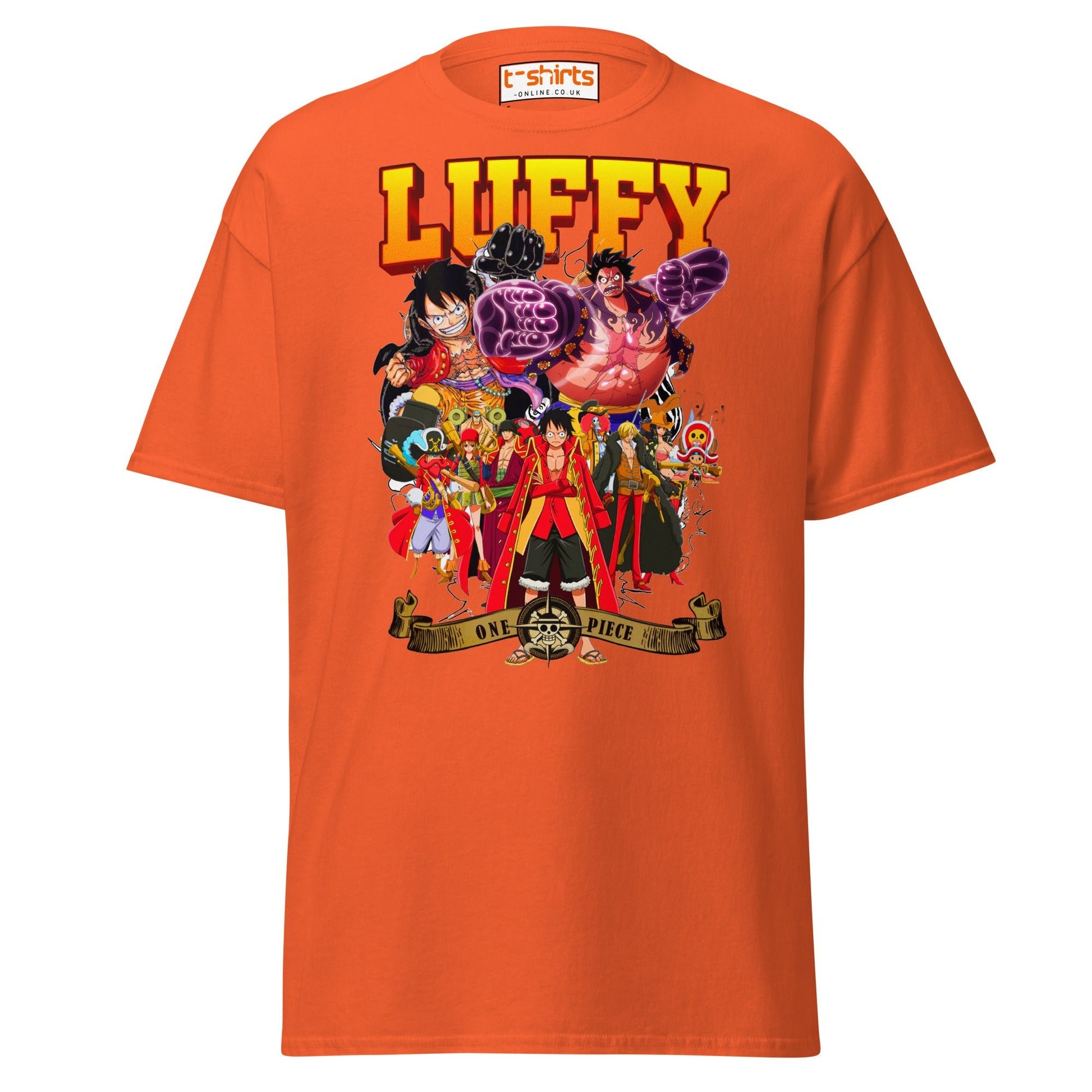 One Piece Luffy T-Shirt | Straw Hat Pirates Anime Tee - Orange - T-Shirts Online