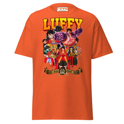 One Piece Luffy T-Shirt | Straw Hat Pirates Anime Tee - Orange - T-Shirts Online