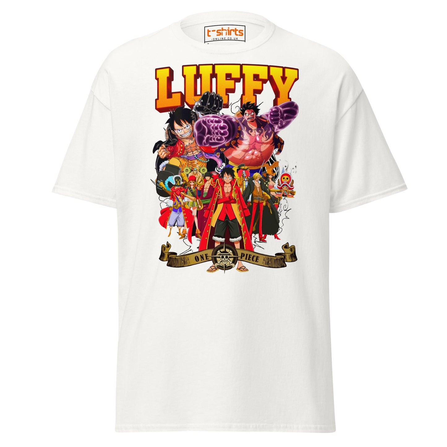 One Piece Luffy T-Shirt | Straw Hat Pirates Anime Tee - White - T-Shirts Online