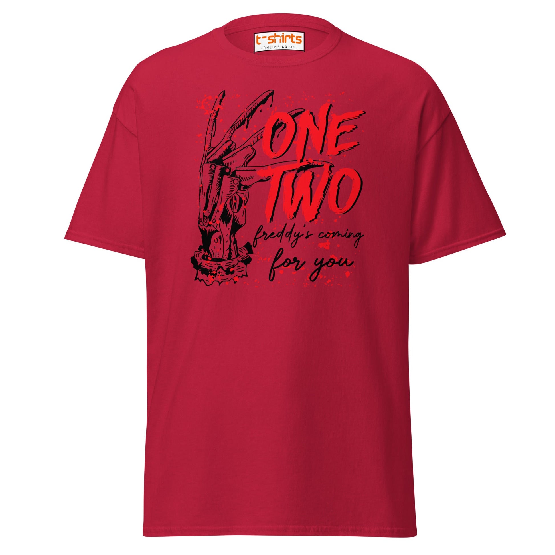 One Two Horror T-Shirt | Bloody Splatter Halloween Tee - Cardinal - T-Shirts Online