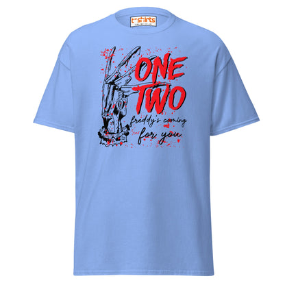 One Two Horror T-Shirt | Bloody Splatter Halloween Tee - Carolina Blue - T-Shirts Online