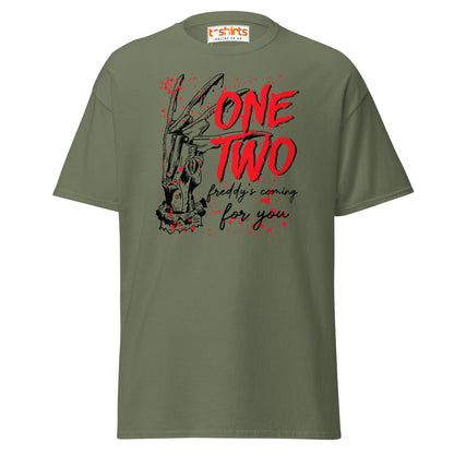 One Two Horror T-Shirt | Bloody Splatter Halloween Tee - Military Green - T-Shirts Online