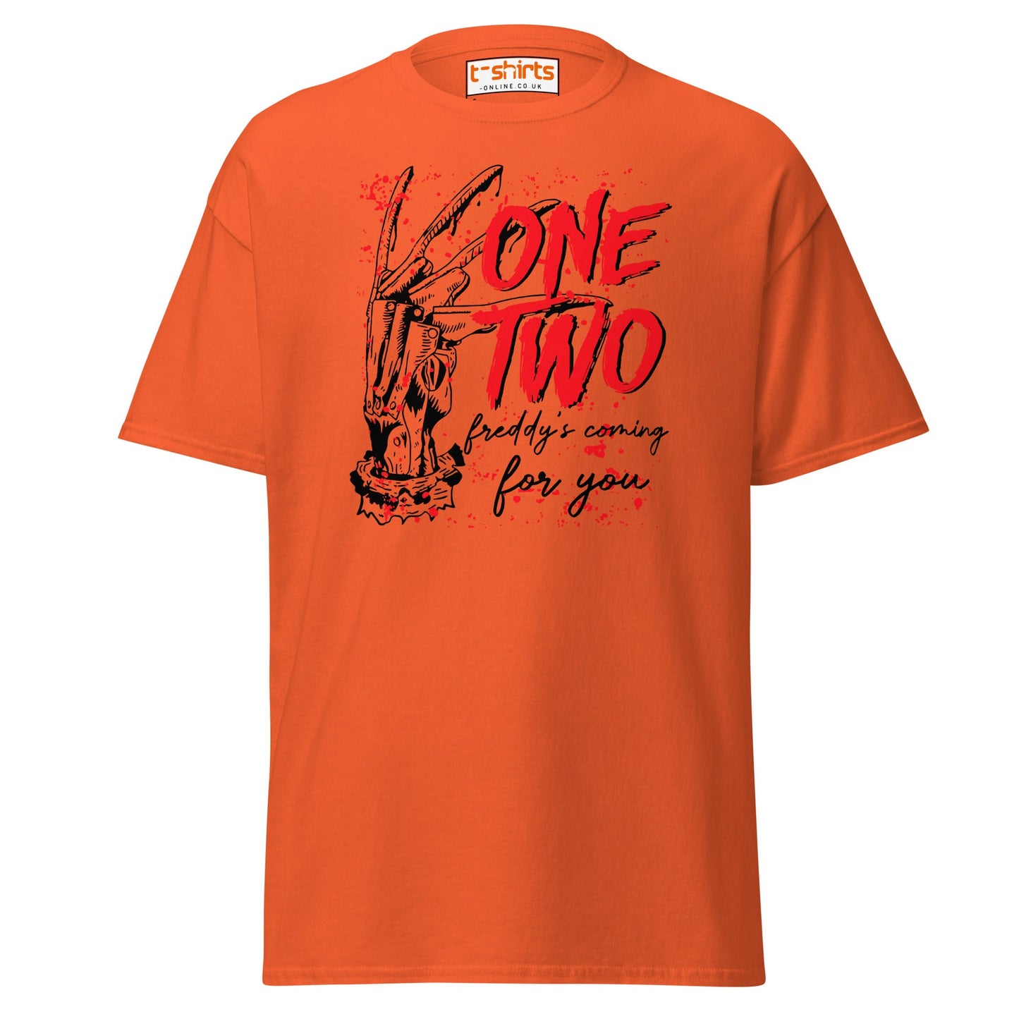 One Two Horror T-Shirt | Bloody Splatter Halloween Tee - Orange - T-Shirts Online