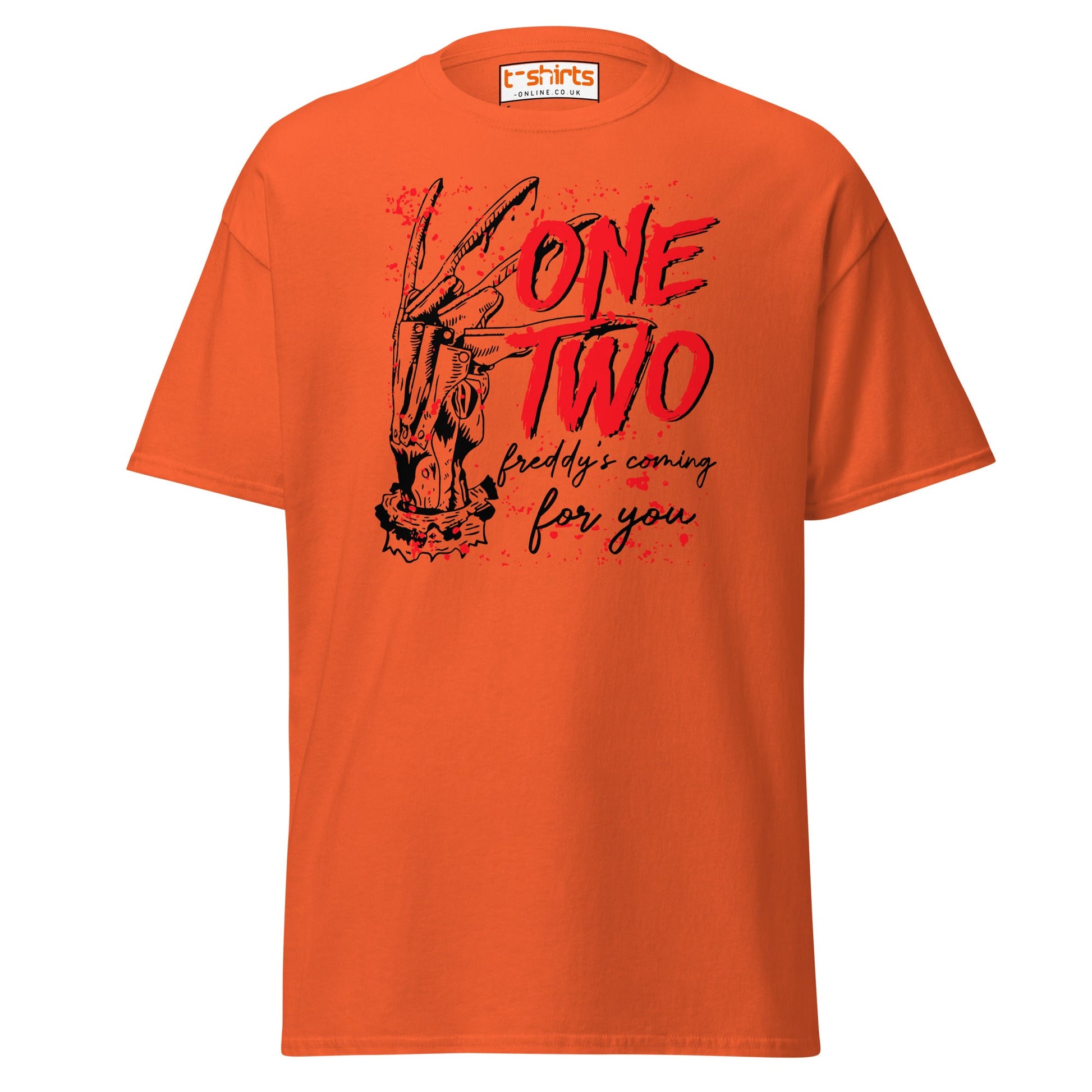 One Two Horror T-Shirt | Bloody Splatter Halloween Tee - Orange - T-Shirts Online