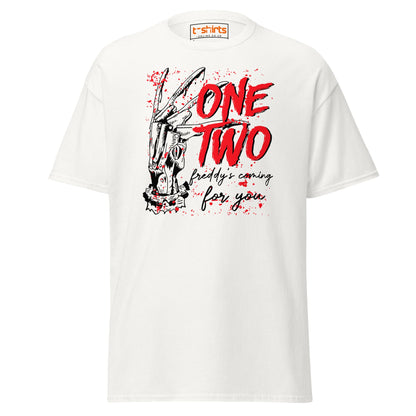 One Two Horror T-Shirt | Bloody Splatter Halloween Tee - White - T-Shirts Online