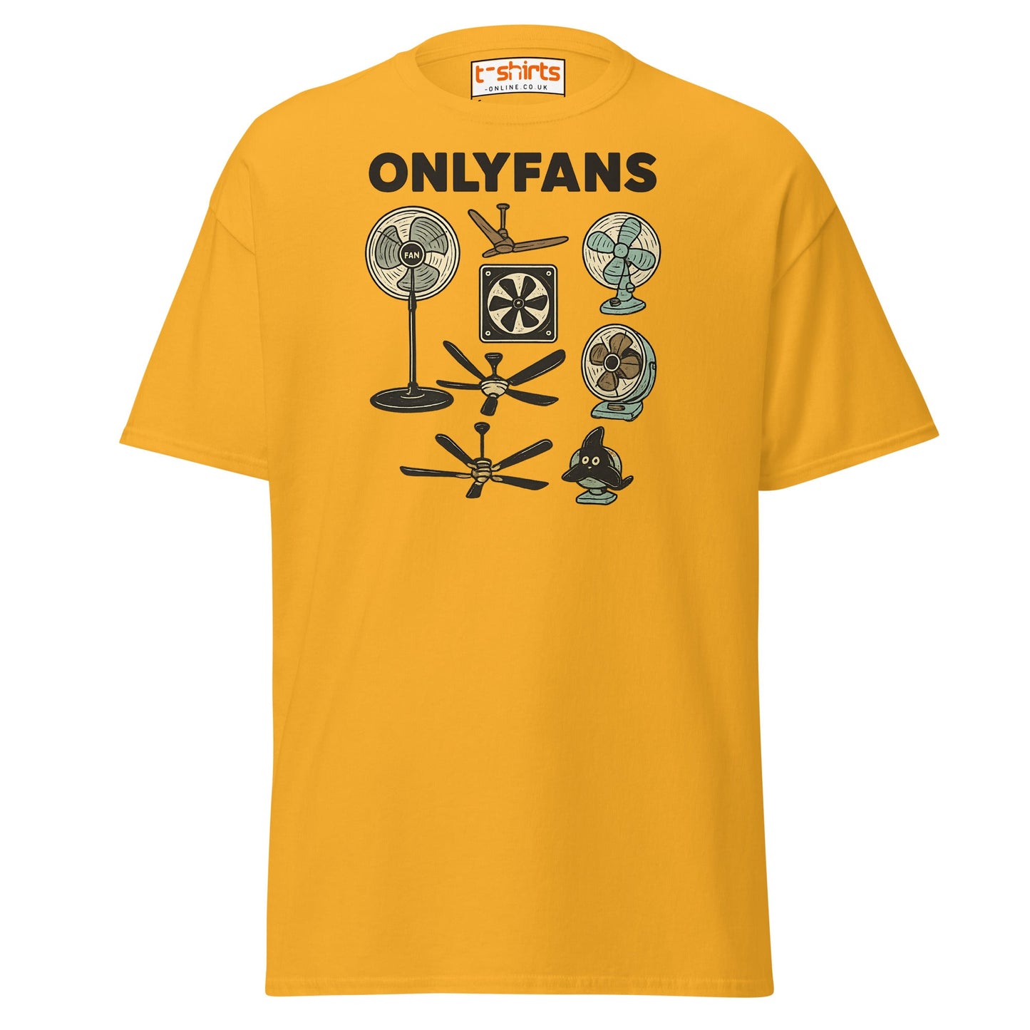 OnlyFans Parody T-Shirt – Funny Fan Joke Shirt - Gold - T-Shirts Online