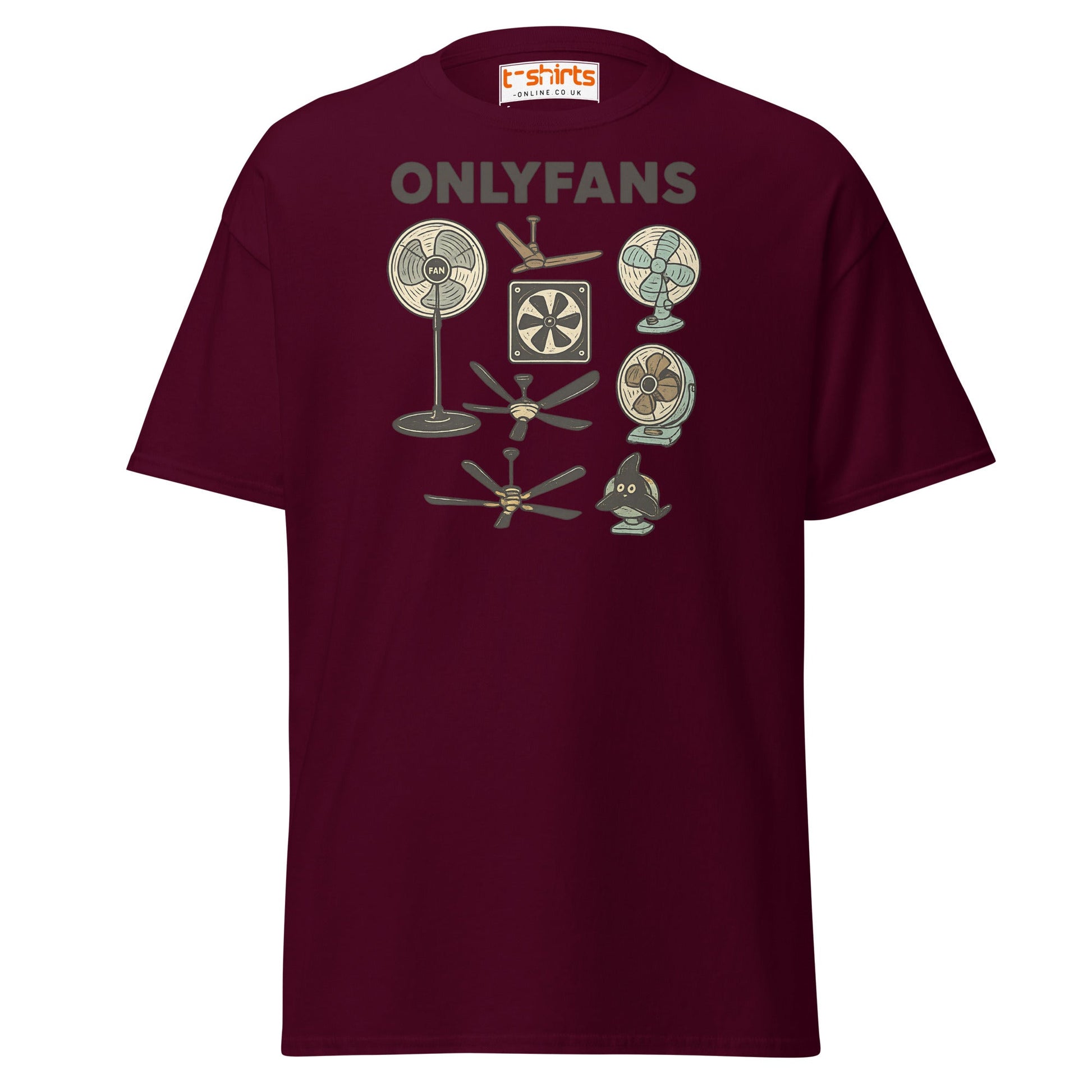 OnlyFans Parody T-Shirt – Funny Fan Joke Shirt - Maroon - T-Shirts Online