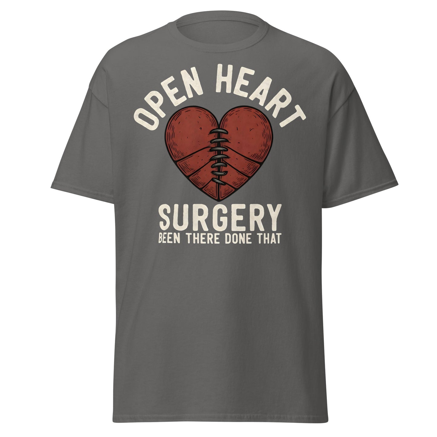 Open Heart Surgery Survivor T-Shirt - Recovery Gift Tee - Charcoal - T-Shirts Online