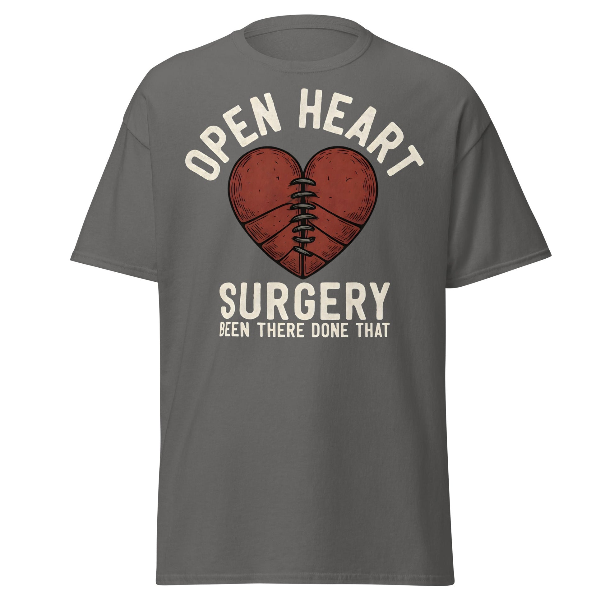 Open Heart Surgery Survivor T-Shirt - Recovery Gift Tee - Charcoal - T-Shirts Online