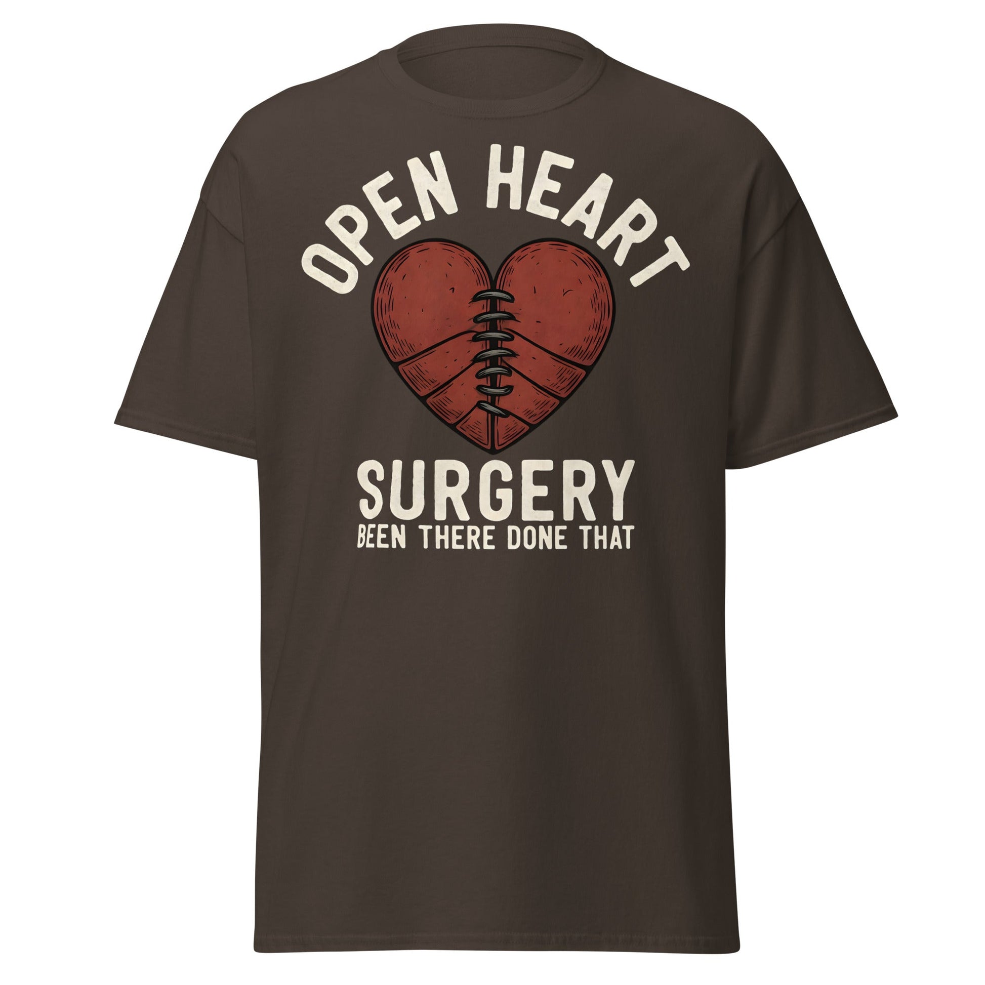 Open Heart Surgery Survivor T-Shirt - Recovery Gift Tee - Dark Chocolate - T-Shirts Online