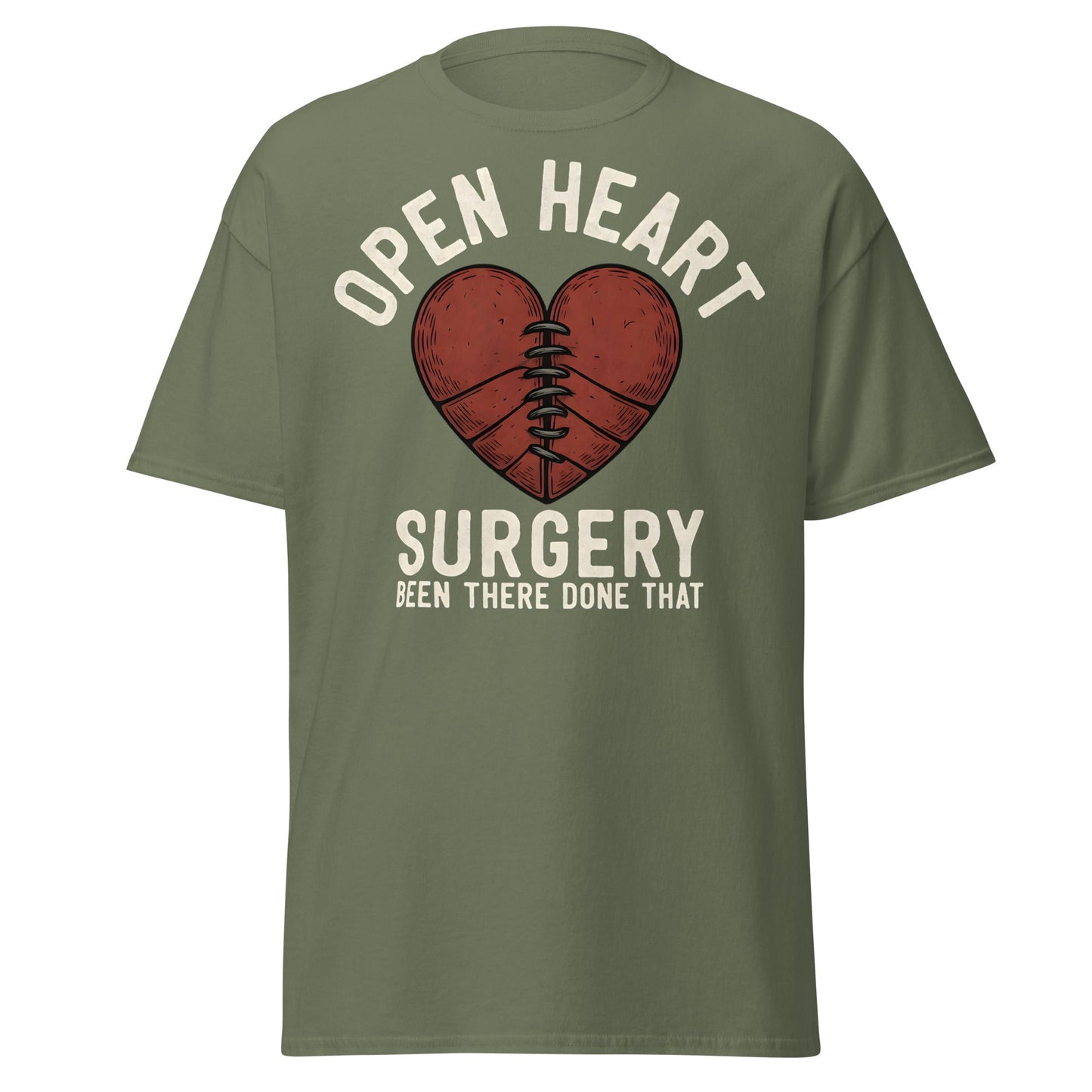 Open Heart Surgery Survivor T-Shirt - Recovery Gift Tee - Military Green - T-Shirts Online