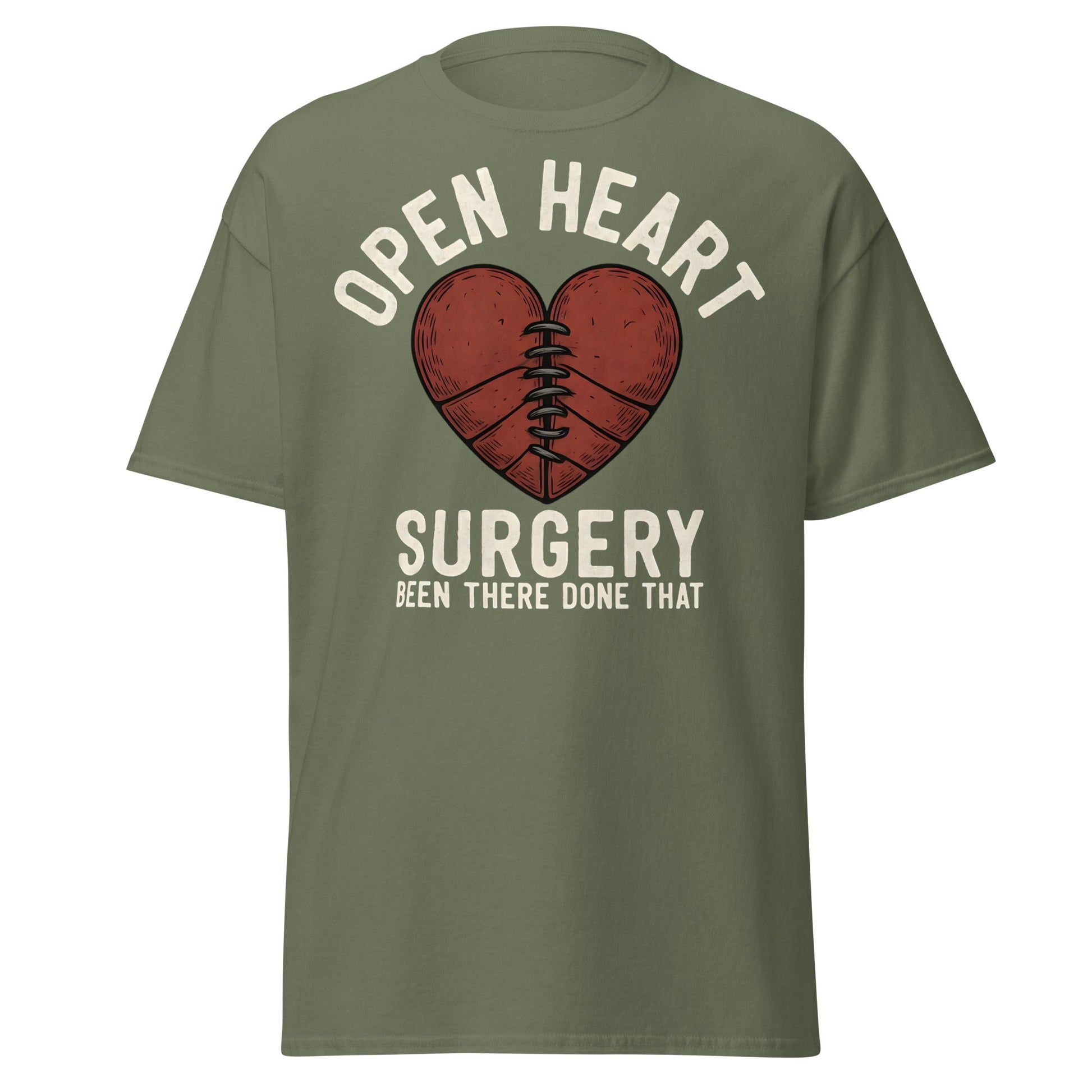 Open Heart Surgery Survivor T-Shirt - Recovery Gift Tee - Military Green - T-Shirts Online