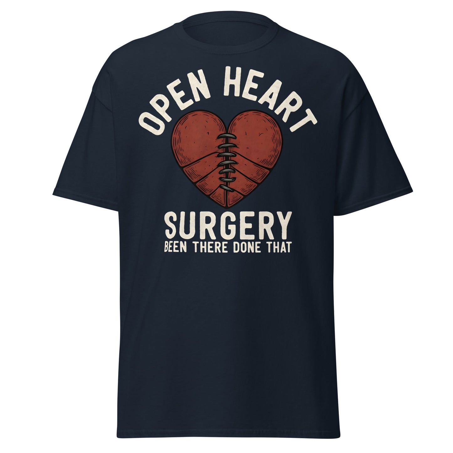 Open Heart Surgery Survivor T-Shirt - Recovery Gift Tee - Navy - T-Shirts Online