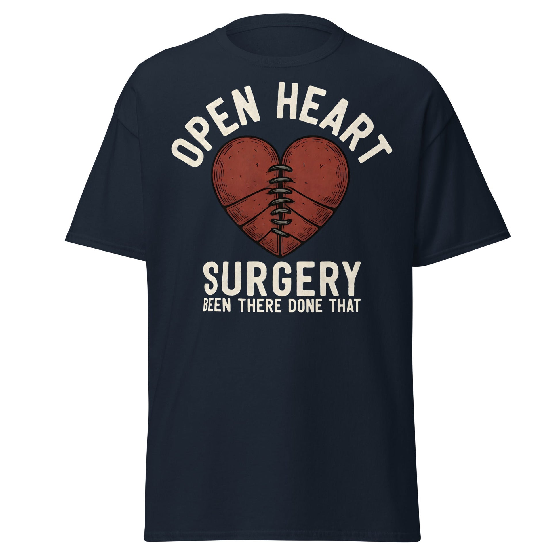 Open Heart Surgery Survivor T-Shirt - Recovery Gift Tee - Navy - T-Shirts Online