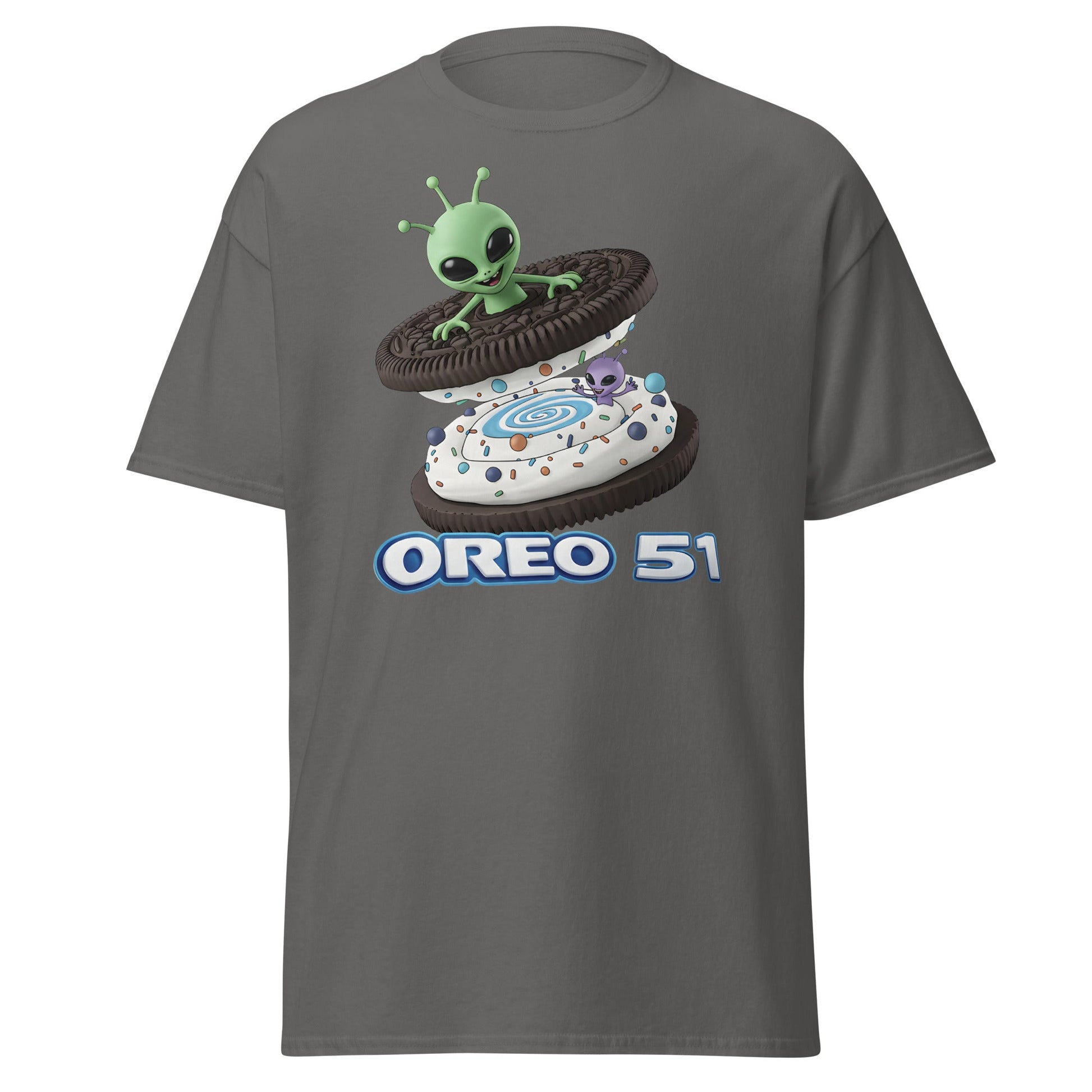 Oreo 51 Alien Cookie T-Shirt - Area 51 & UFO Fan Tee - Charcoal - T-Shirts Online