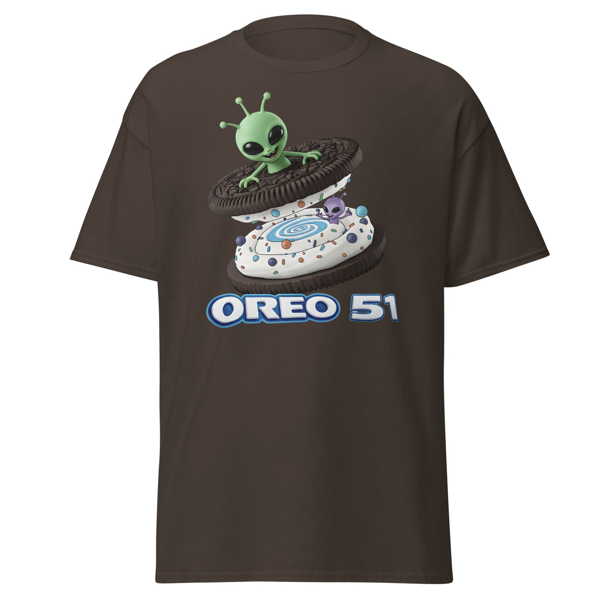 Oreo 51 Alien Cookie T-Shirt - Area 51 & UFO Fan Tee - Dark Chocolate - T-Shirts Online