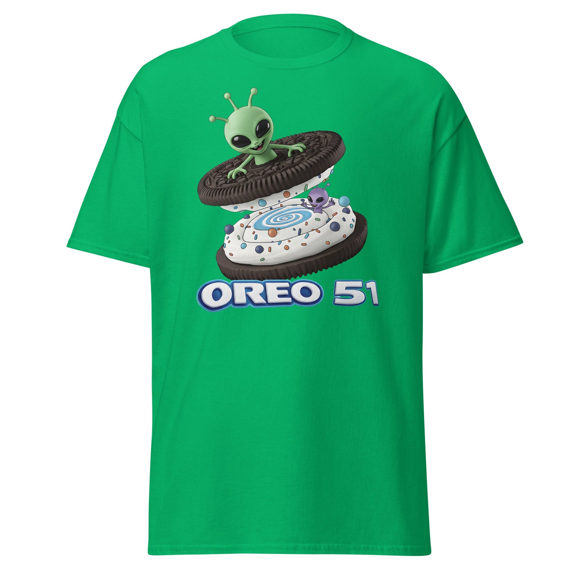 Oreo 51 Alien Cookie T-Shirt - Area 51 & UFO Fan Tee - Irish Green - T-Shirts Online
