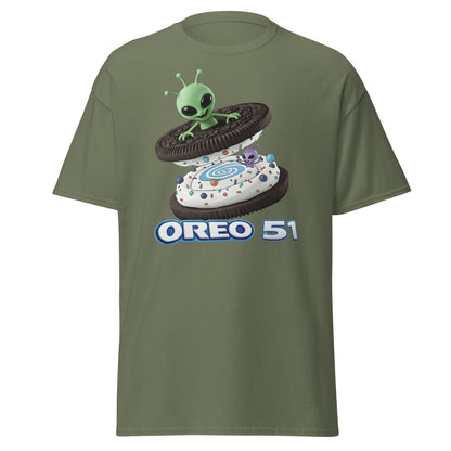 Oreo 51 Alien Cookie T-Shirt - Area 51 & UFO Fan Tee - Military Green - T-Shirts Online