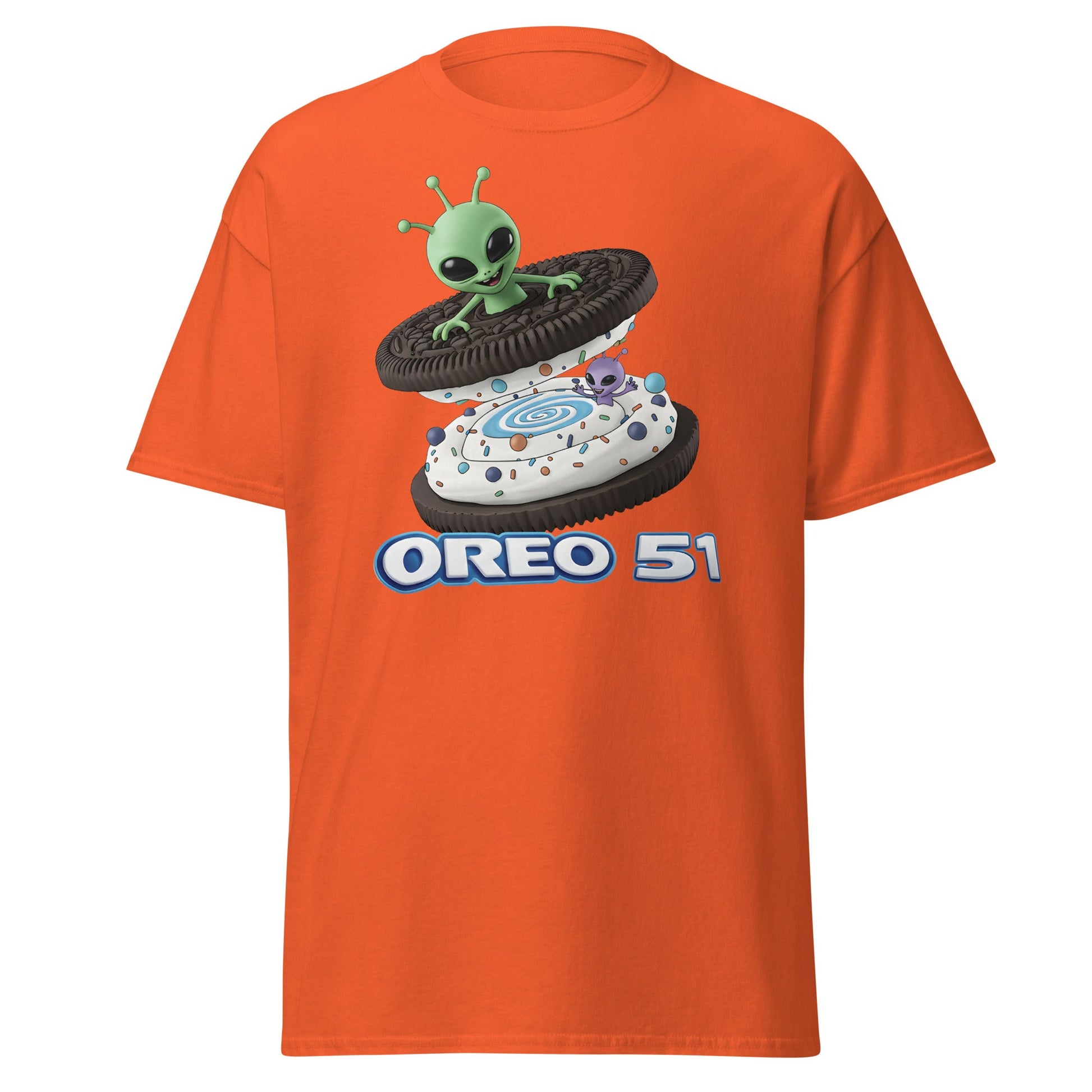 Oreo 51 Alien Cookie T-Shirt - Area 51 & UFO Fan Tee - Orange - T-Shirts Online